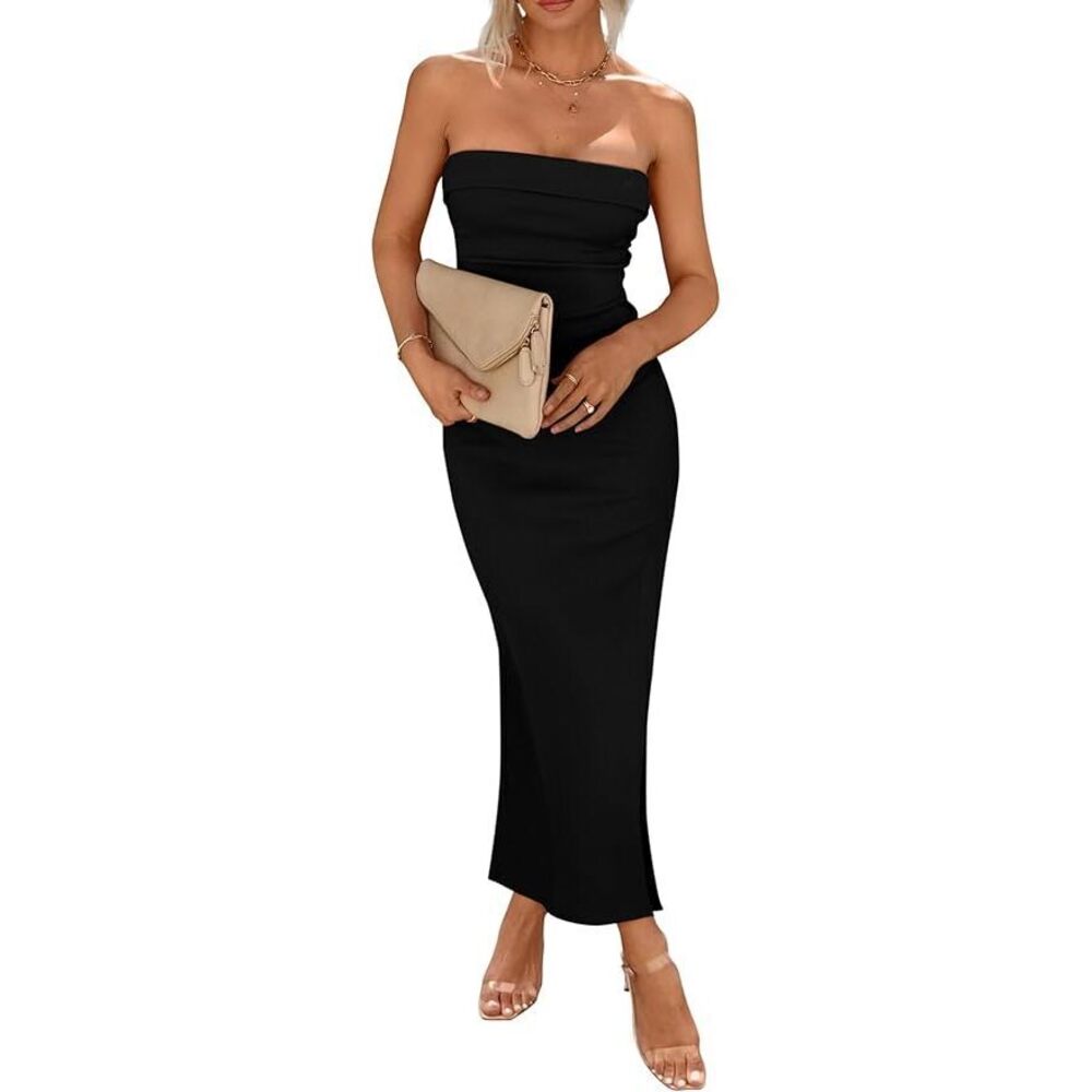 Black Bodycon Maxi Tube Elegant Dress